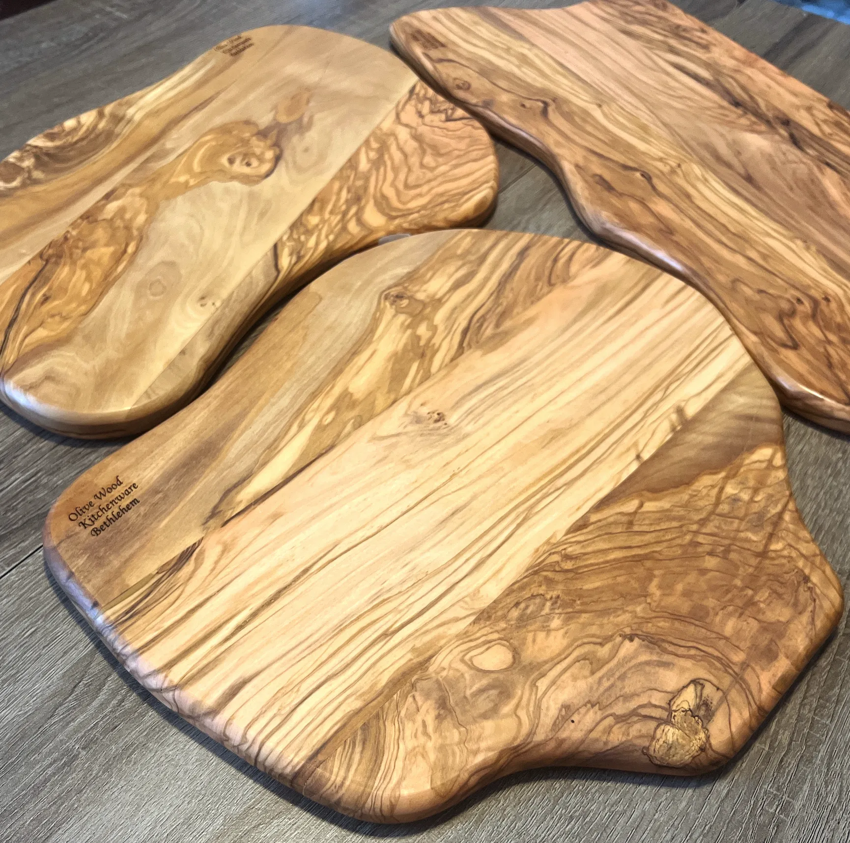 Wooden Cutting Boards / Charcuterie Board ( Set of 3) Handmade from Olive Wood Grown in Holy Land