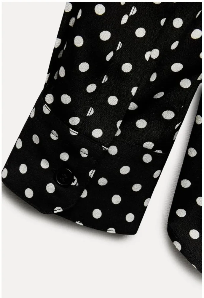 ZARA  |Dots Casual Style Long Sleeves Elegant Style