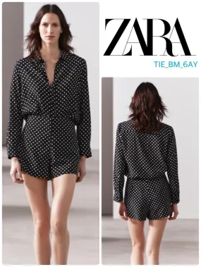 ZARA  |Dots Casual Style Long Sleeves Elegant Style