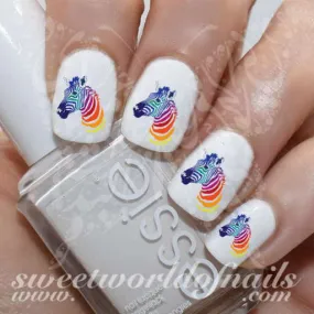 Zebra Nail Art Colorful Rainbow Zebra Nail Water Decals Water Slides